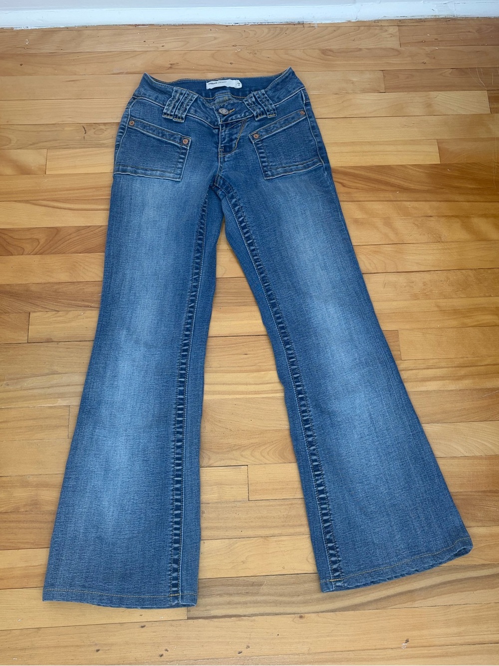 Garage Blue low-rise Flared Jeans